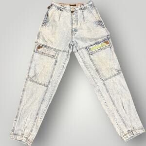 Vintage Jordache Standard Equipment Jeans 31x34 Acid Wash Moto Cargo 80s Rare